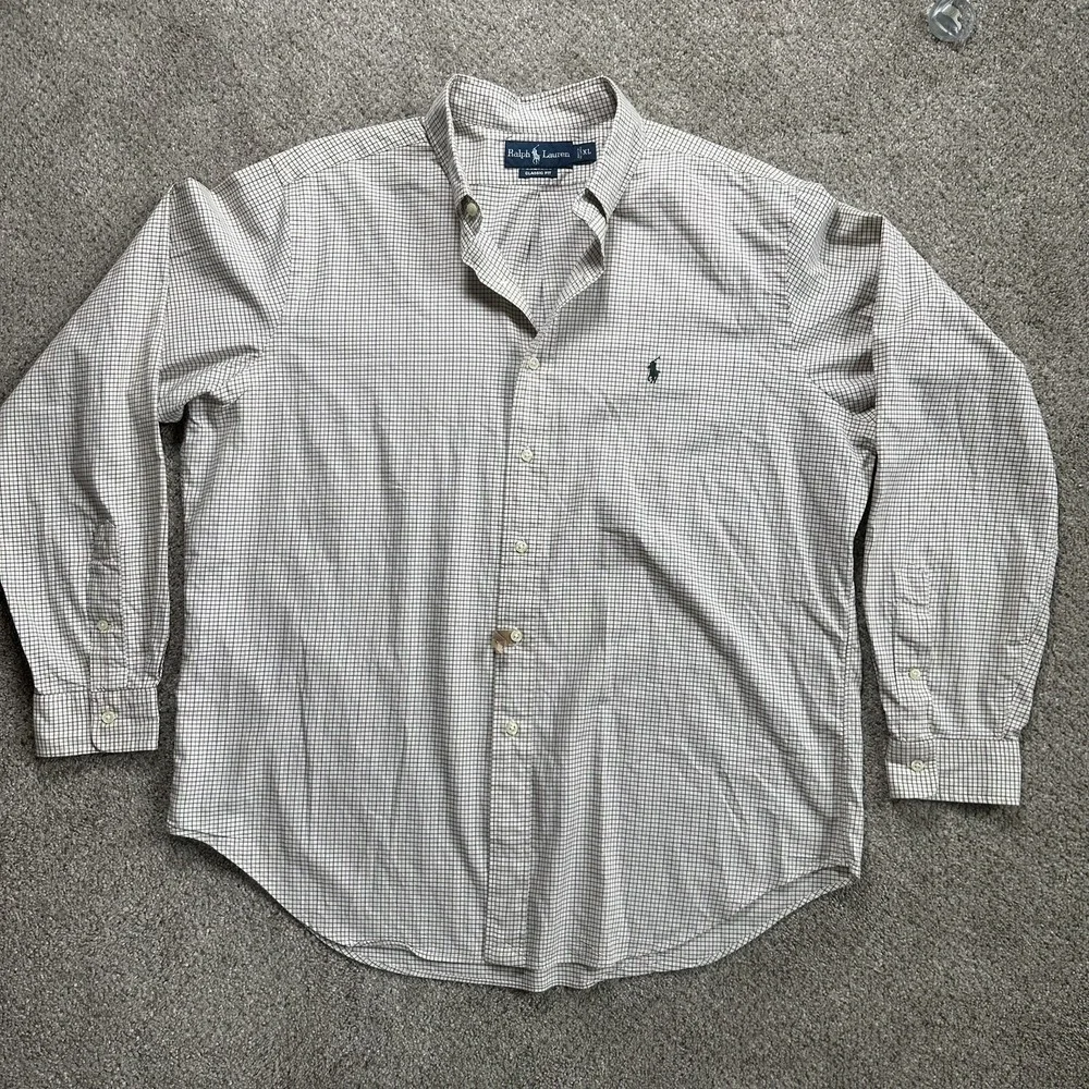Polo‎ Ralph Lauren Men's Beige Multicolor Check Button Up Men Size XL